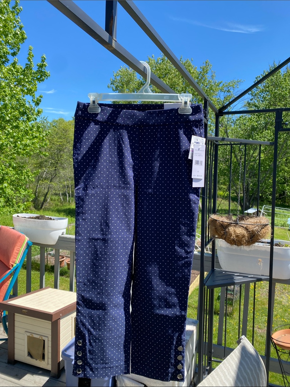 Rafaella Navy Polka Dot Cropped Pants